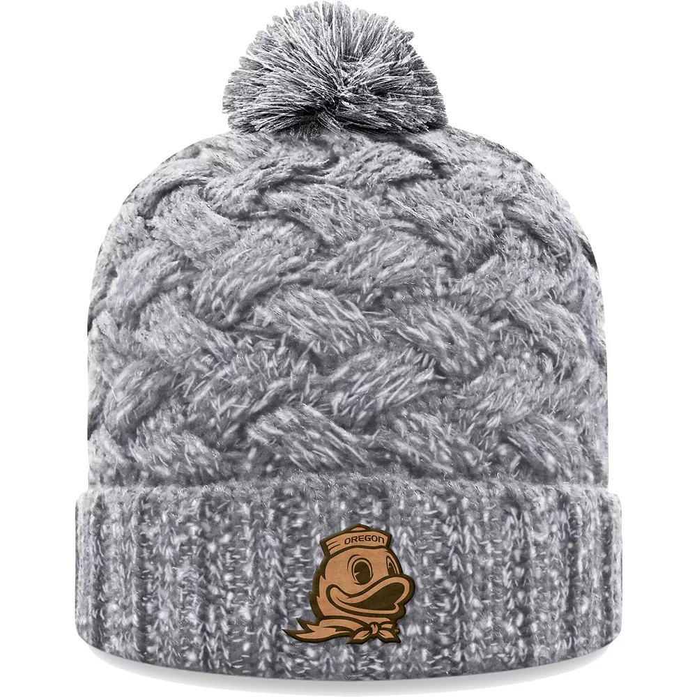 Women's Top Of The World Heather Gray Oregon Ducks Arctic Cuffed Knit Hat With Pom 1 Women's Top Of The World Heather Gray Oregon Ducks Arctic Cuffed Knit Hat With Pom