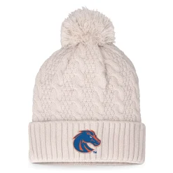 Women's Top Of The World Cream Boise State Broncos Pearl Cuffed Knit Hat With Pom