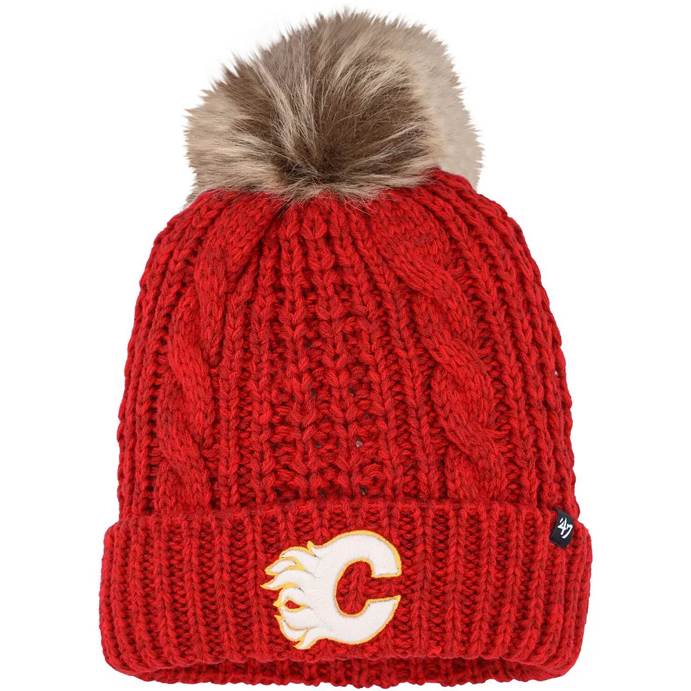 Women's '47 Red Calgary Flames Meeko Cuffed Knit Hat With Pom 1 Women's '47 Red Calgary Flames Meeko Cuffed Knit Hat With Pom