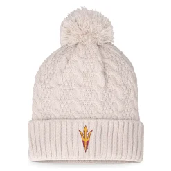 Unbranded Women's Top Of The World Cream Arizona State Sun Devils Pearl Cuffed Knit Hat With Pom