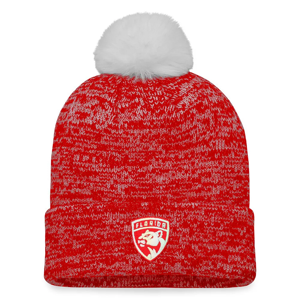 Women's Fanatics Branded Red Florida Panthers Glimmer Cuffed Knit Hat With Pom 2 Women's Fanatics Branded Red Florida Panthers Glimmer Cuffed Knit Hat With Pom - Image 2