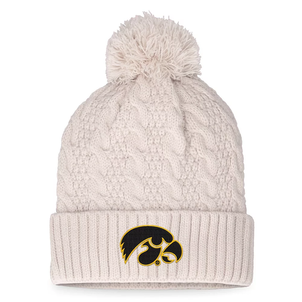 Women's Top Of The World Cream Iowa Hawkeyes Pearl Cuffed Knit Hat With Pom 1 Women's Top Of The World Cream Iowa Hawkeyes Pearl Cuffed Knit Hat With Pom