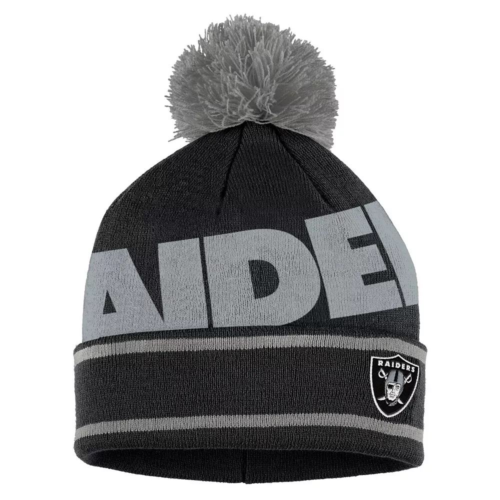 Women's WEAR By Erin Andrews Black Las Vegas Raiders Double Jacquard Cuffed Knit Hat With Pom And Gloves Set 3 Women's WEAR By Erin Andrews Black Las Vegas Raiders Double Jacquard Cuffed Knit Hat With Pom And Gloves Set - Image 3