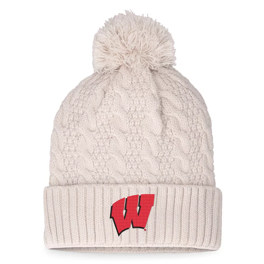 Women's Top Of The World Cream Wisconsin Badgers Pearl Cuffed Knit Hat With Pom 2 Women's Top Of The World Cream Wisconsin Badgers Pearl Cuffed Knit Hat With Pom - Image 2