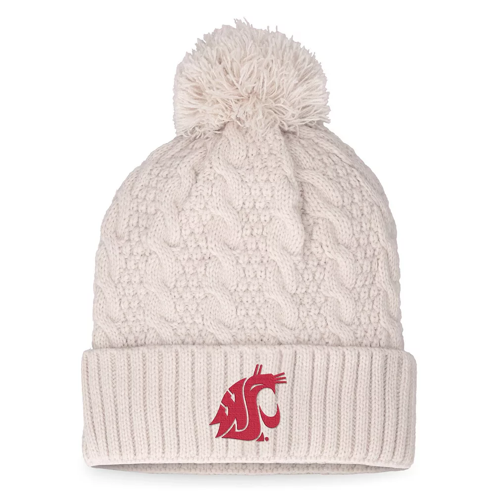 Women's Top Of The World Cream Washington State Cougars Pearl Cuffed Knit Hat With Pom 1 Women's Top Of The World Cream Washington State Cougars Pearl Cuffed Knit Hat With Pom