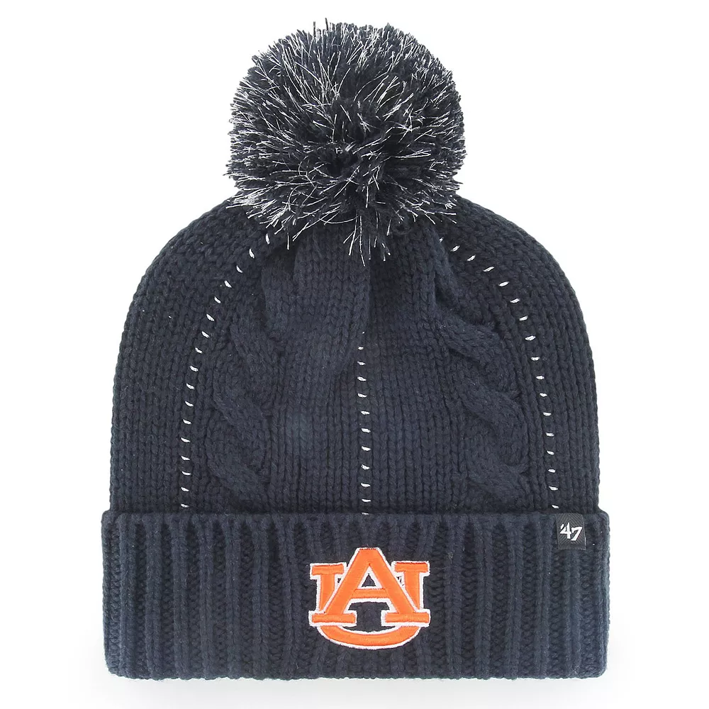 Women's '47 Navy Auburn Tigers Bauble Cuffed Knit Hat With Pom 2 Women's '47 Navy Auburn Tigers Bauble Cuffed Knit Hat With Pom - Image 2