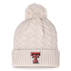 Women's Top Of The World Cream Texas Tech Red Raiders Pearl Cuffed Knit Hat With Pom