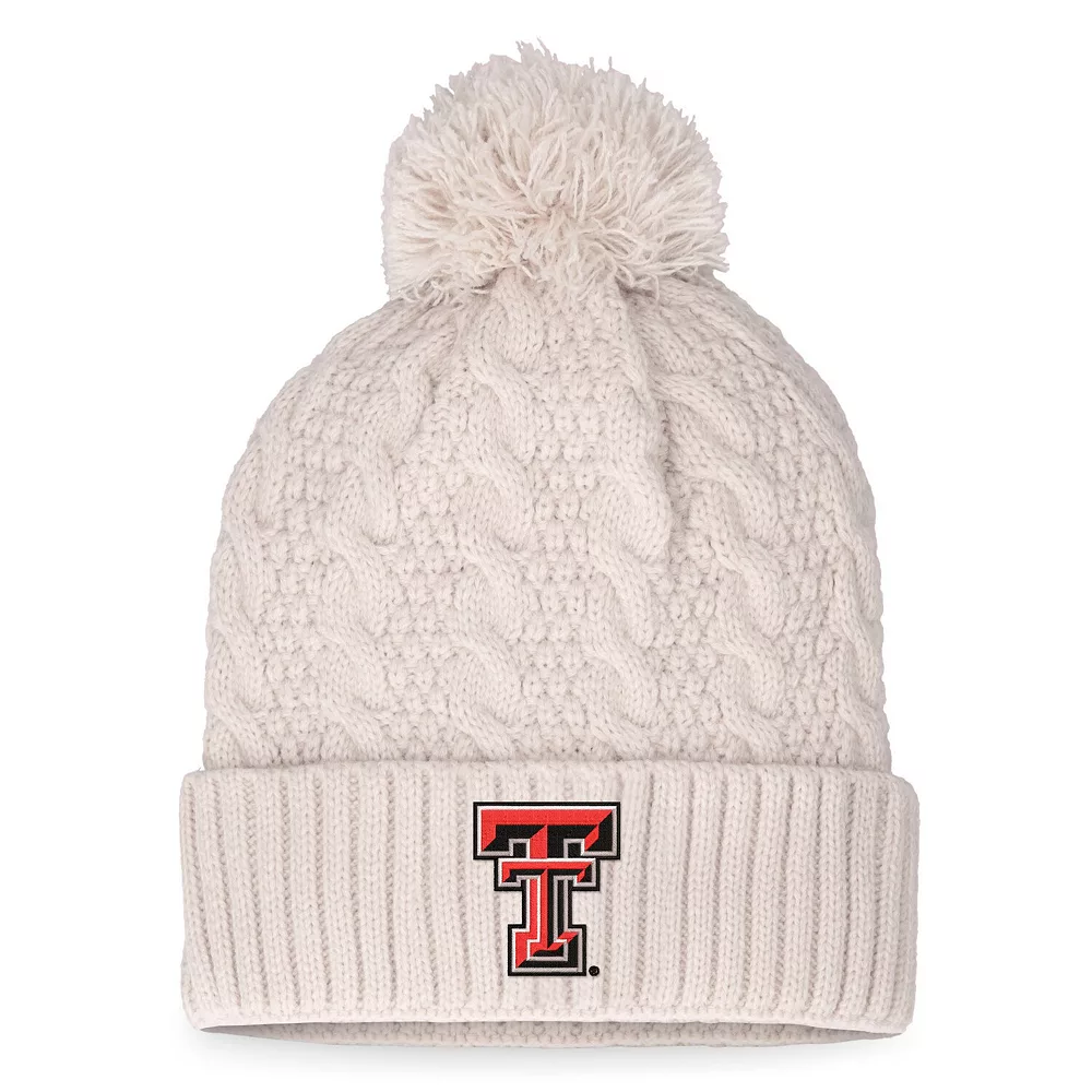Women's Top Of The World Cream Texas Tech Red Raiders Pearl Cuffed Knit Hat With Pom 1 Women's Top Of The World Cream Texas Tech Red Raiders Pearl Cuffed Knit Hat With Pom