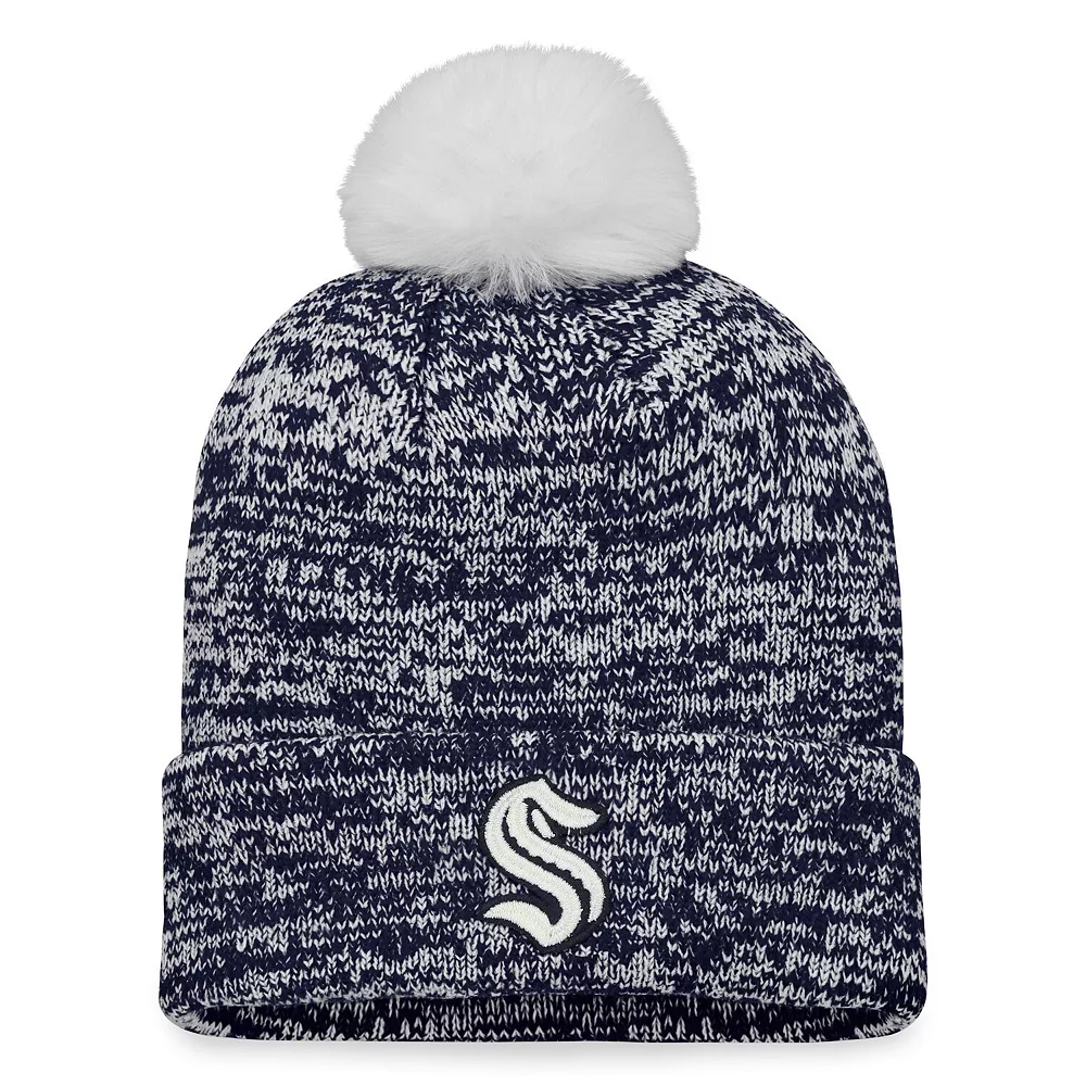 Women's Fanatics Branded Deep Sea Blue Seattle Kraken Glimmer Cuffed Knit Hat With Pom 1 Women's Fanatics Branded Deep Sea Blue Seattle Kraken Glimmer Cuffed Knit Hat With Pom