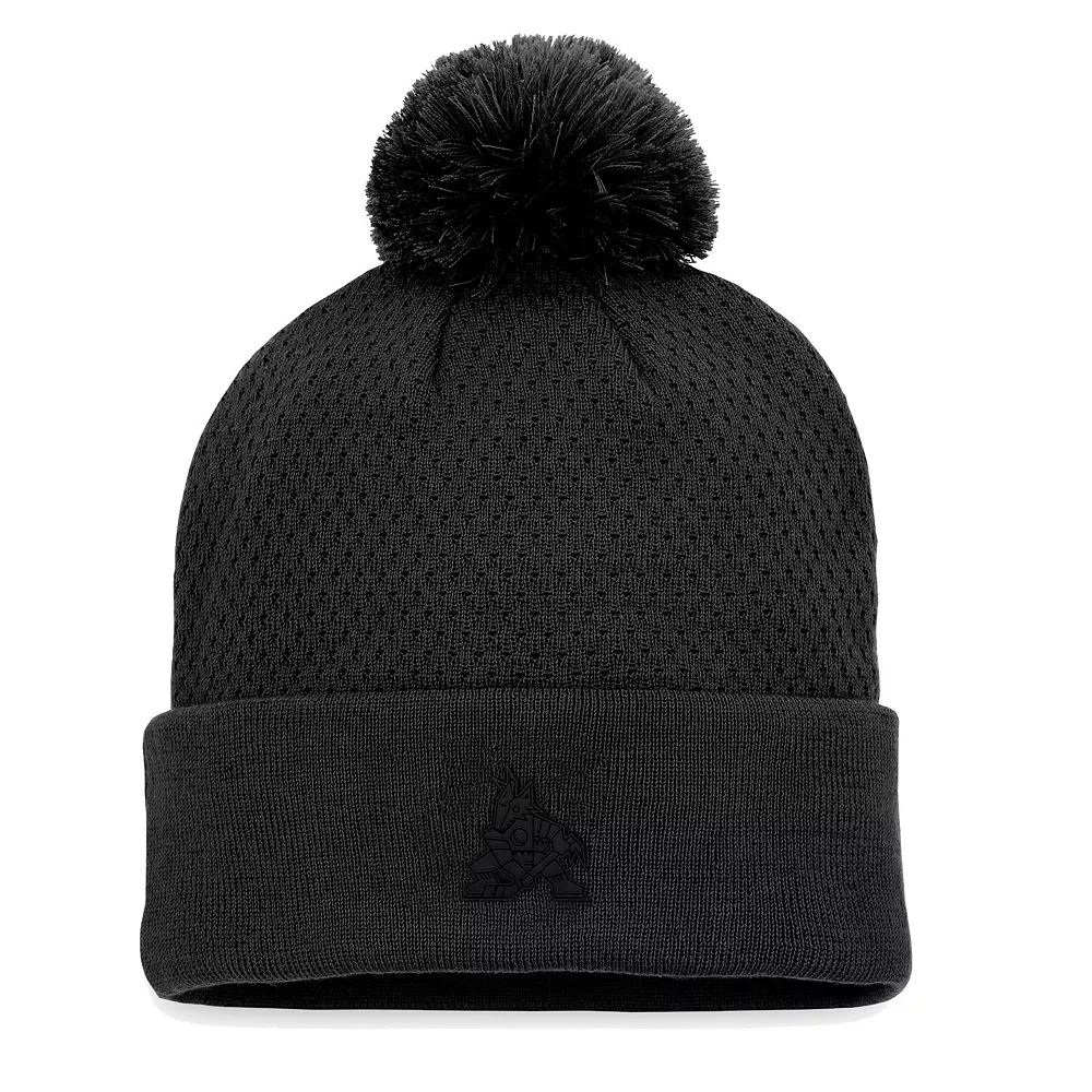 Women's Fanatics Branded Black Arizona Coyotes Authentic Pro Road Cuffed Knit Hat With Pom 1 Women's Fanatics Branded Black Arizona Coyotes Authentic Pro Road Cuffed Knit Hat With Pom