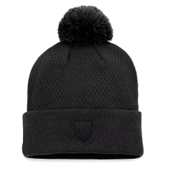 Women's Fanatics Branded Black Vegas Golden Knights Authentic Pro Road Cuffed Knit Hat With Pom -SHED RAIN Sales Store 6236722 ALT